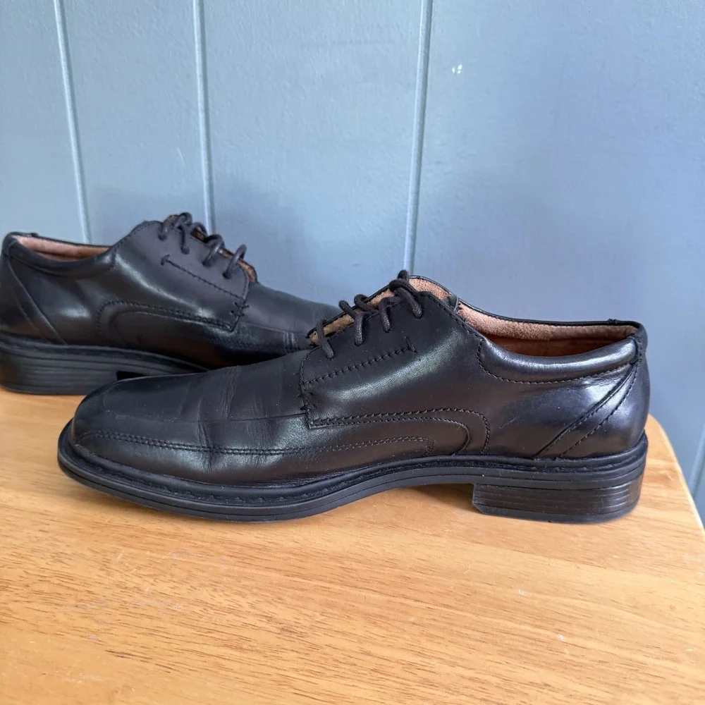 Florsheim Men 10 Black Leather Square Toe Derby Dress Shoe Dark Academia Classic